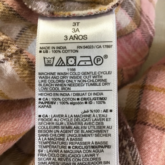 Old Navey, Girls Pink and Camel Flannel Shirt, Size 3T - Picture 5 of 5